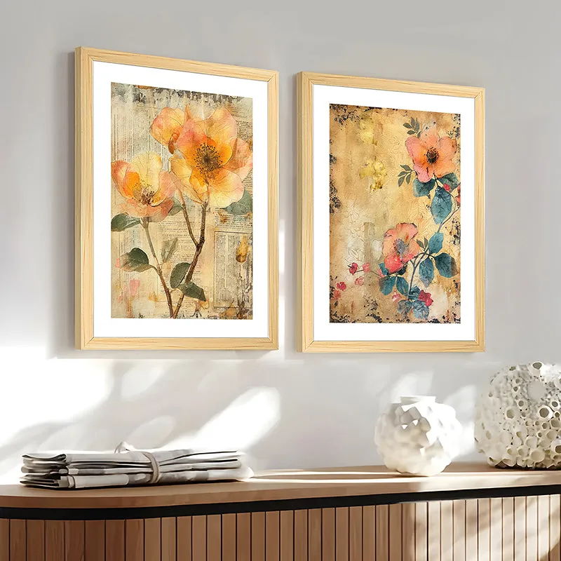 Brushed Flora Wall Art With Frame - Set Of Two media 7