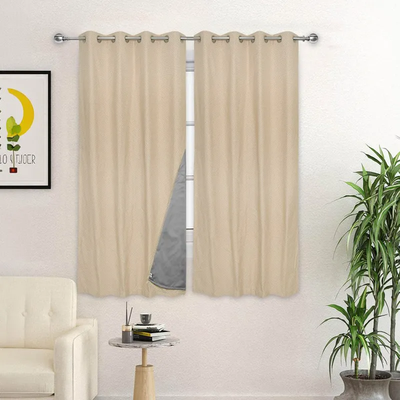 Form Ease Cotton Blackout Curtains (Beige) - Set Of Two media 3