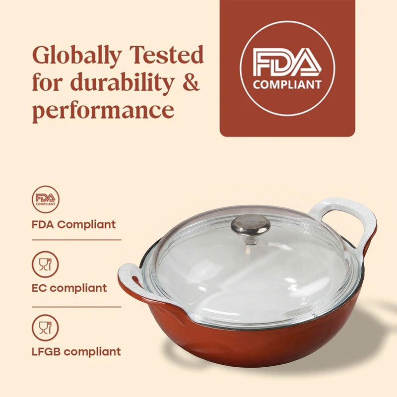Cumin Co Enamel Cast Iron Kadhai (3200 mL) - Rust media 8