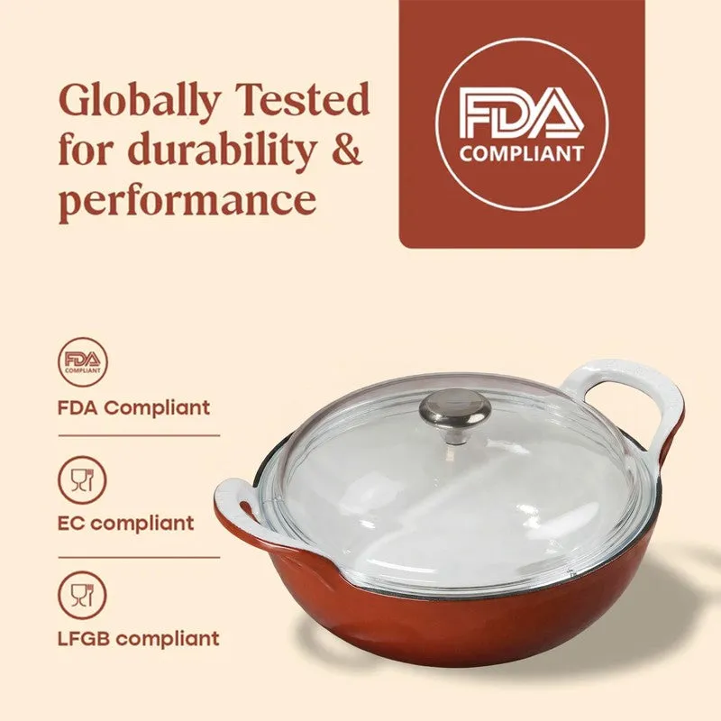 Cumin Co Enamel Cast Iron Kadhai (3200 mL) - Rust media 8