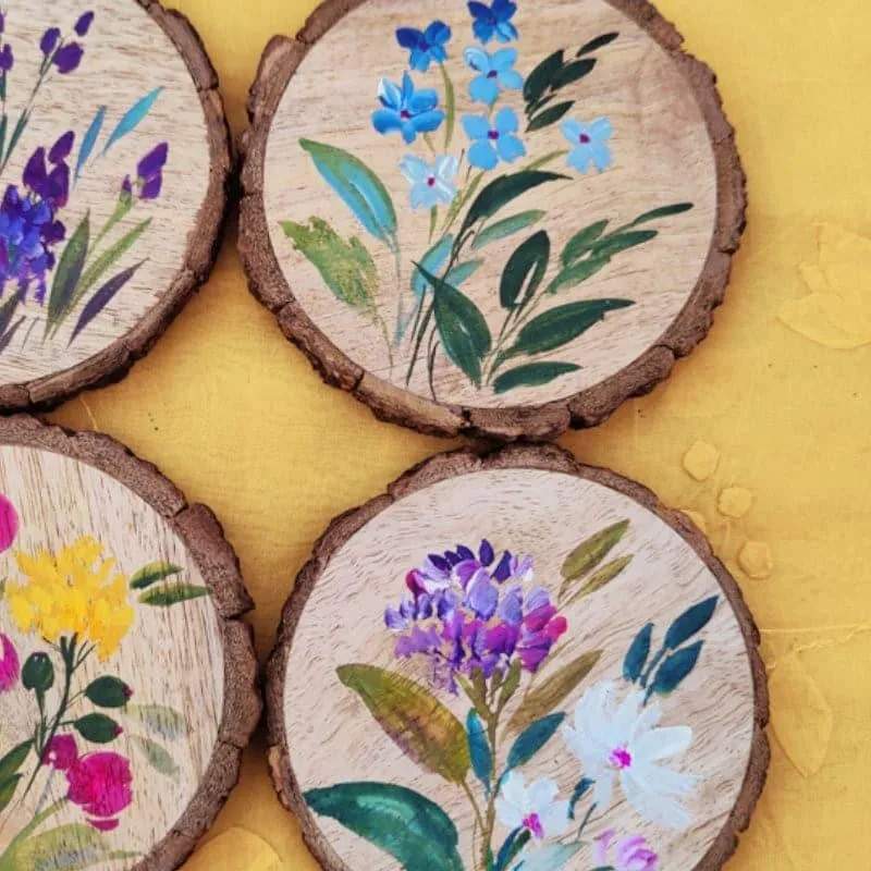 Lavender Lume Fuse Handpainted Coaster - Set Of Four media 3