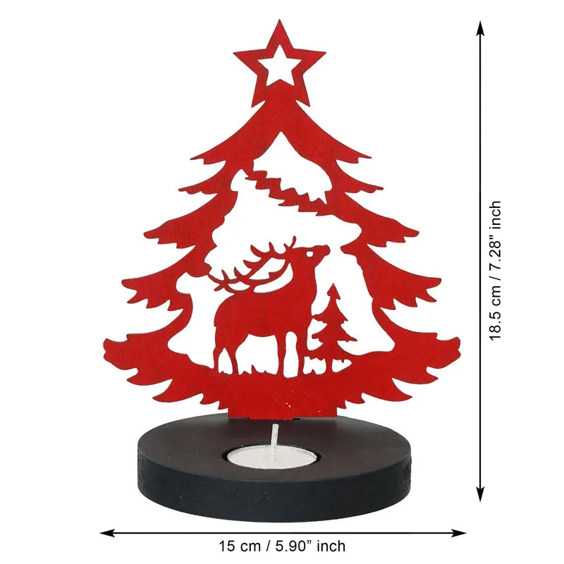 Starlit Sleigh Wood Christmas Tea Light Holder - Red media 8