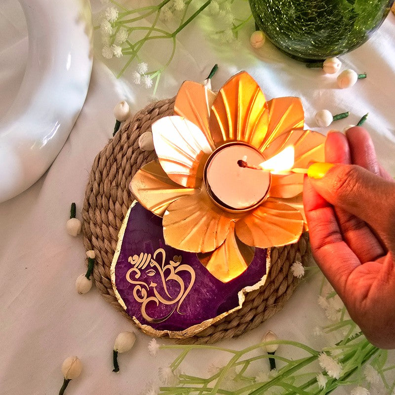 Divyara Tea Light Candle Holder - Purple media 3