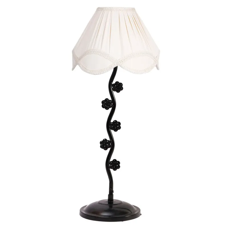 Novara Cotton Table Lamp With Iron Base - White media 4