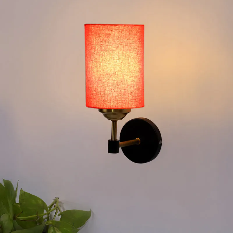 Sienna Sleek Steel & Cotton Wall Lamp - Orange media 1