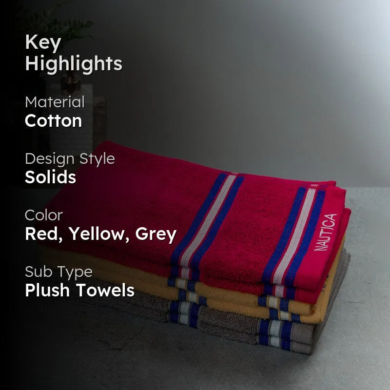 Nautica Dove Dual Down Cotton Hand Towel (Brown,Red & Grey) - Set Of Six media 2