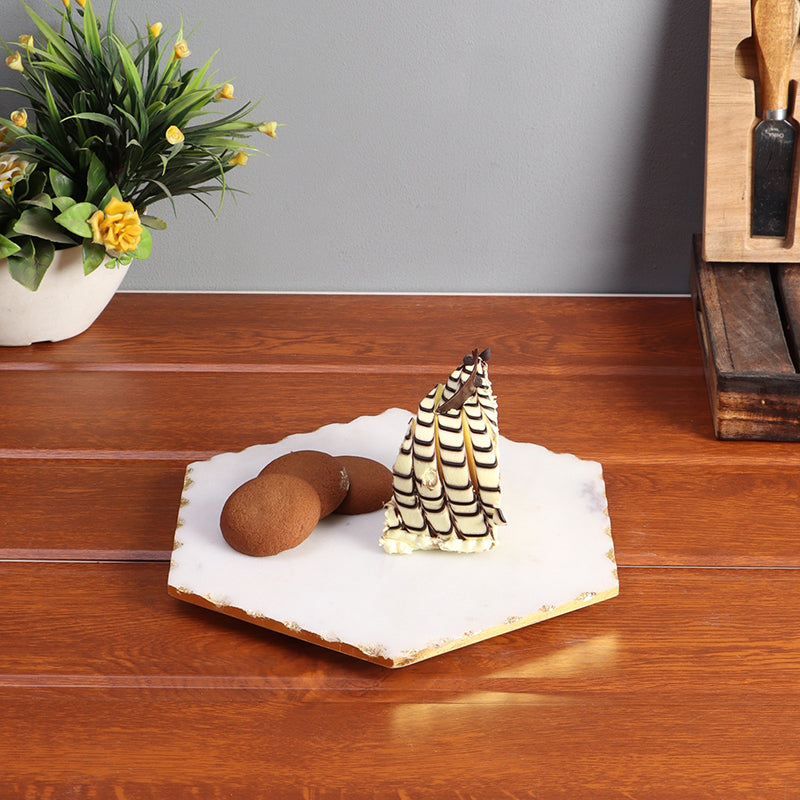 Carvella Hexagonal Marble Serving Platter