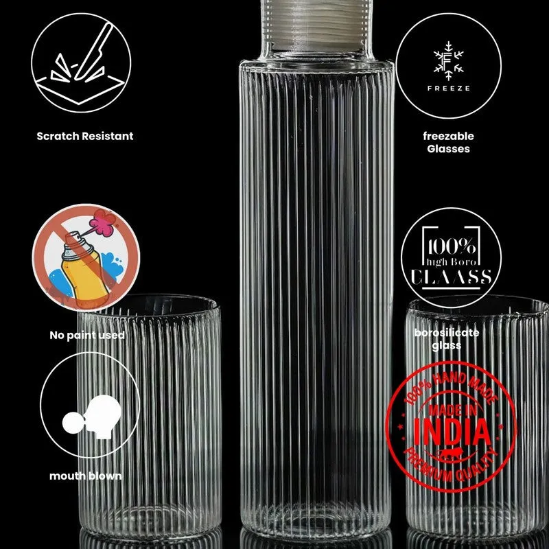 CrystalClear Glass Hydration Bottle With Glasses - Three Piece Set media 4