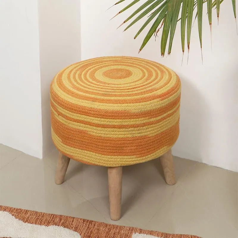 Seleni Cotton Ottoman - Orange & Yellow media 1