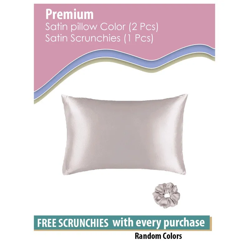 SilkenAura Satin Pillow Cover with a Scrunchy (Pink) - Set Of Two media 5