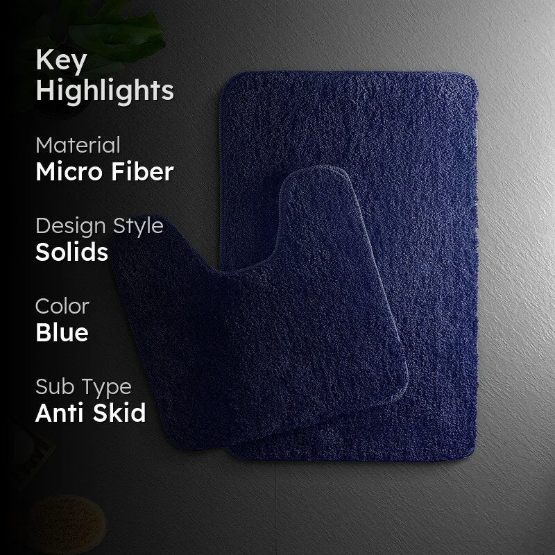 Helen Anti Skid Bath Mat & Contour Mat (Blue) - Set of Six media 2