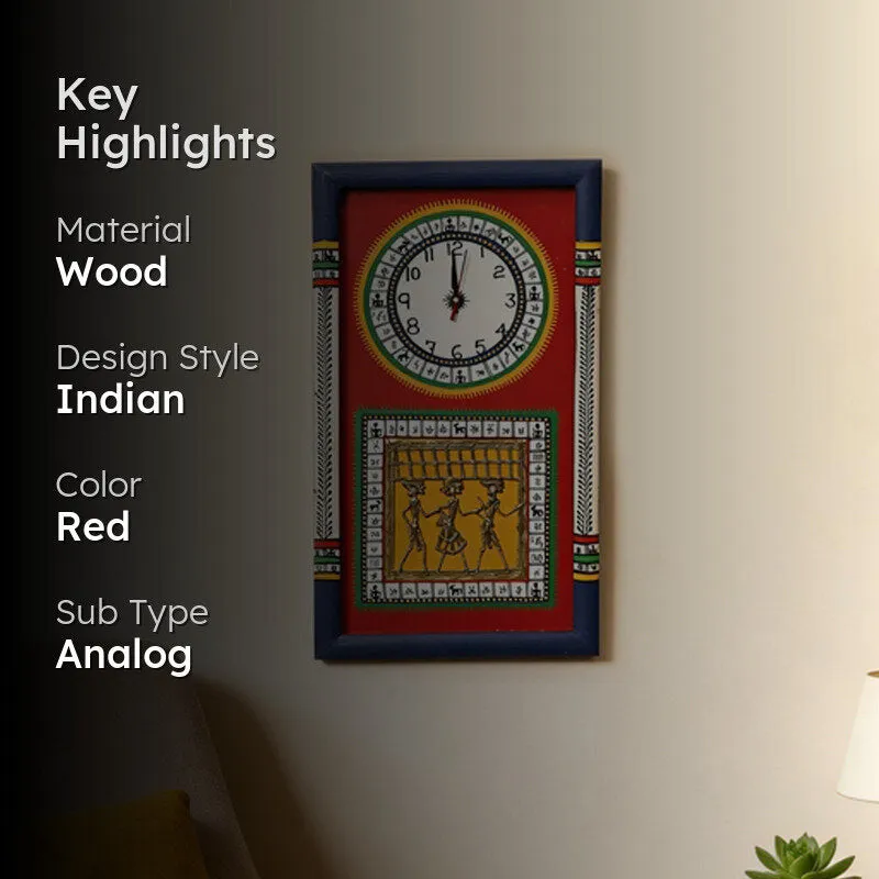 Desi Dhokra Wall Clock - Red media 2