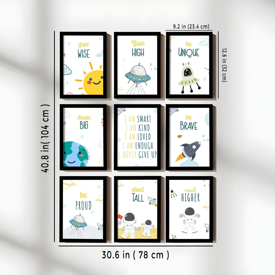 Galaxee Kids Space Wall Painting Set With Frame - Set Of Nine media 3