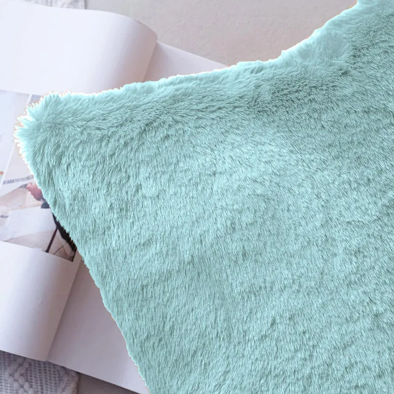 Fur Dual Cushion Cover Set (Turquoise) - Set Of Two media 6