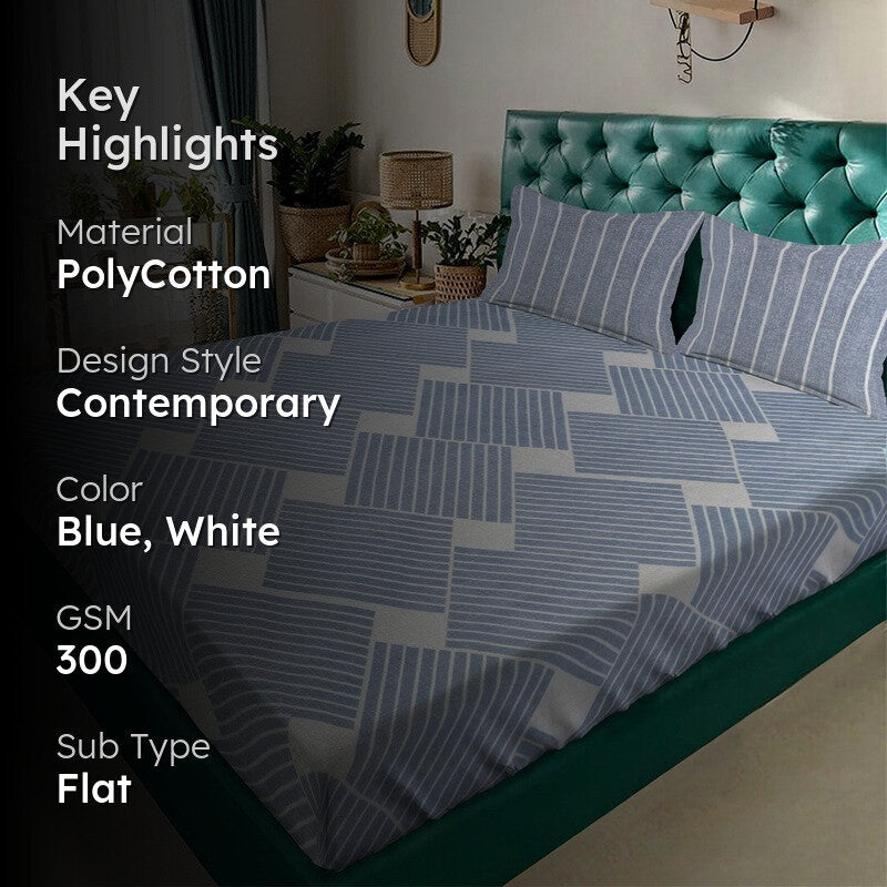 ShadeLoom Bedsheet (Blue) - 300 GSM media 2