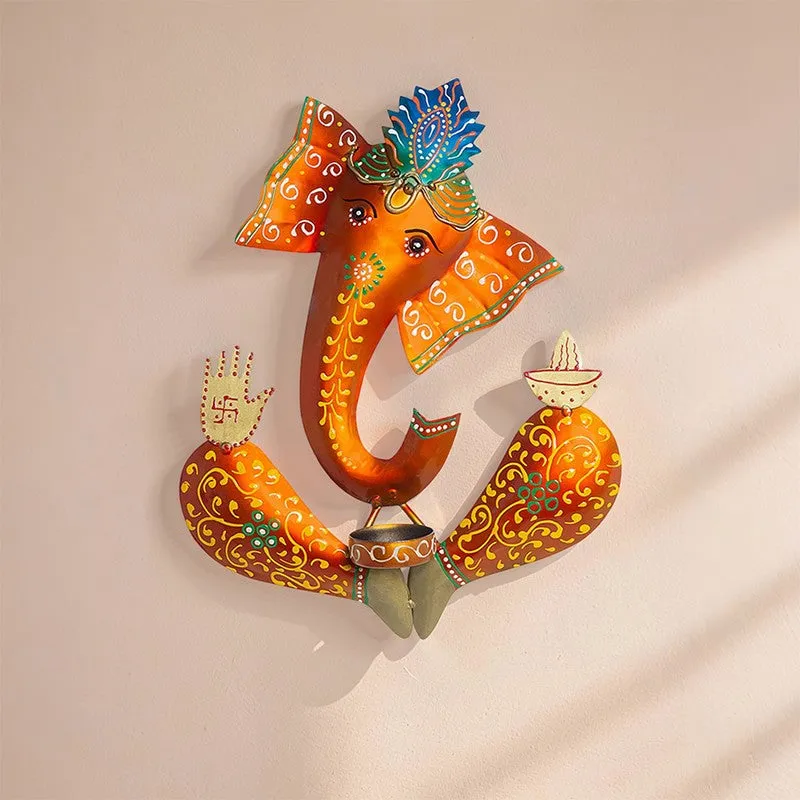 Ganesha Handcrafted Wall tealight candle Holder media 1