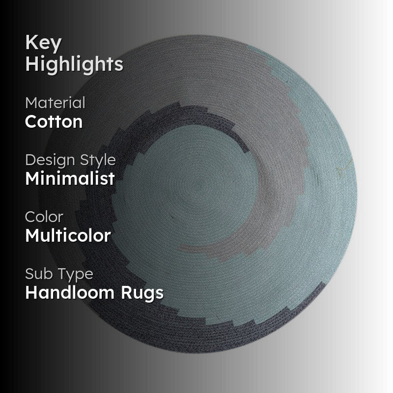 Marine Wave Round Cotton Rug media 2