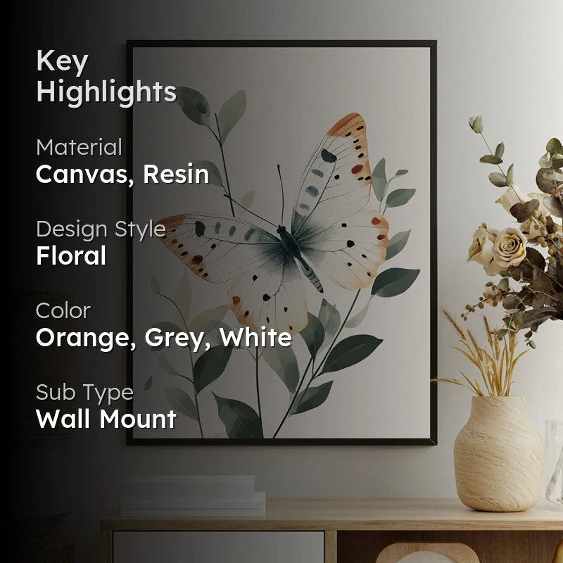 Botanical Butterfly Canvas Wall Art With Resin Frame media 2