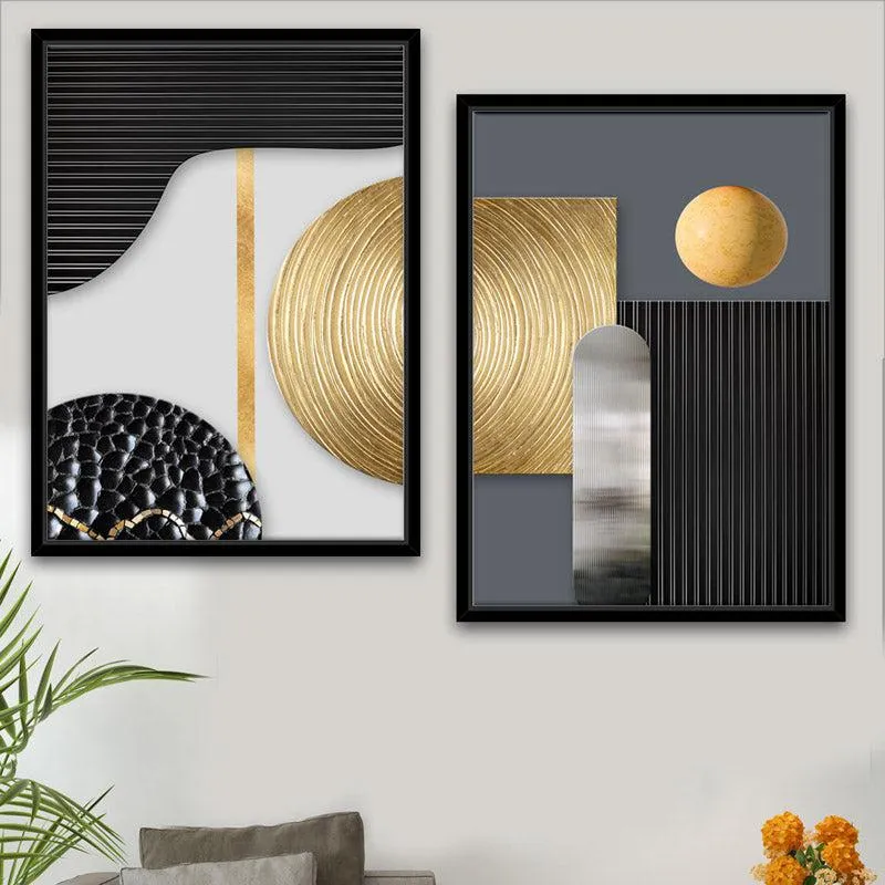 Clementine Abstract Cotton Canvas Wall Art - Set Of Two media 1