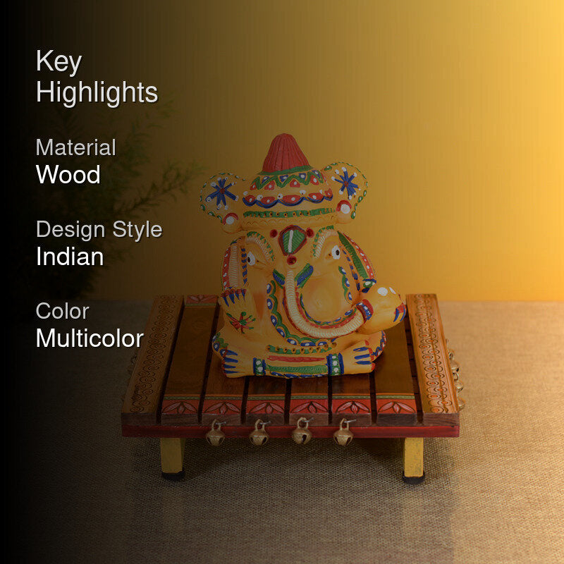 Nelena Handcrafted Wooden Pooja Chowki media 2