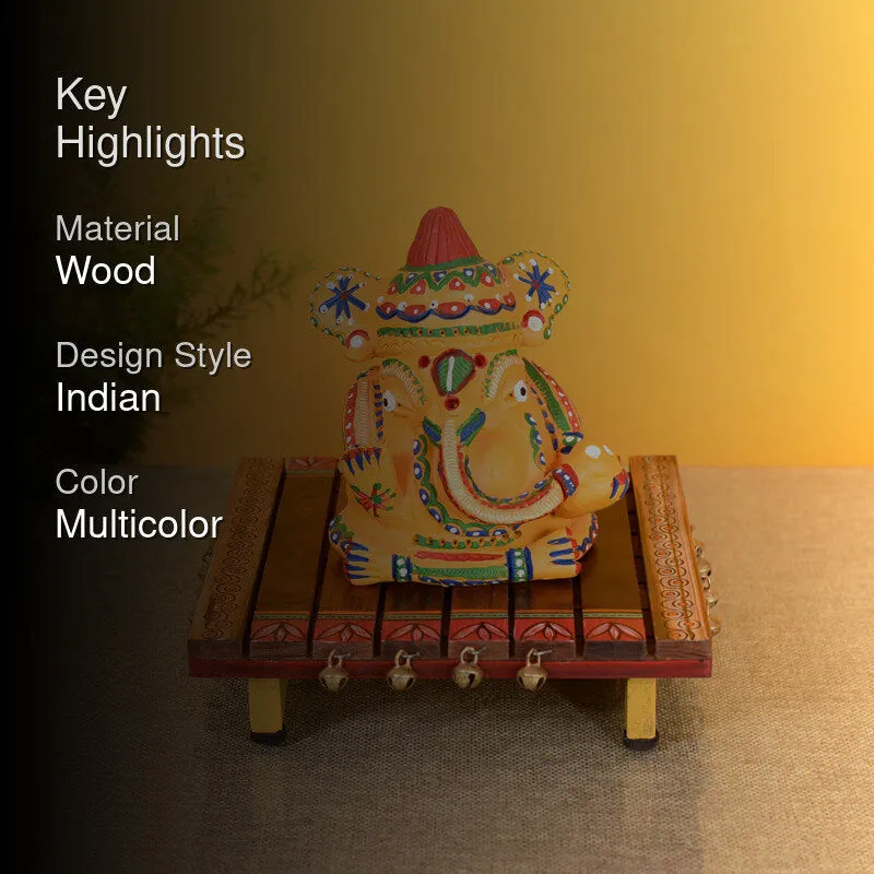 Nelena Handcrafted Wooden Pooja Chowki media 2