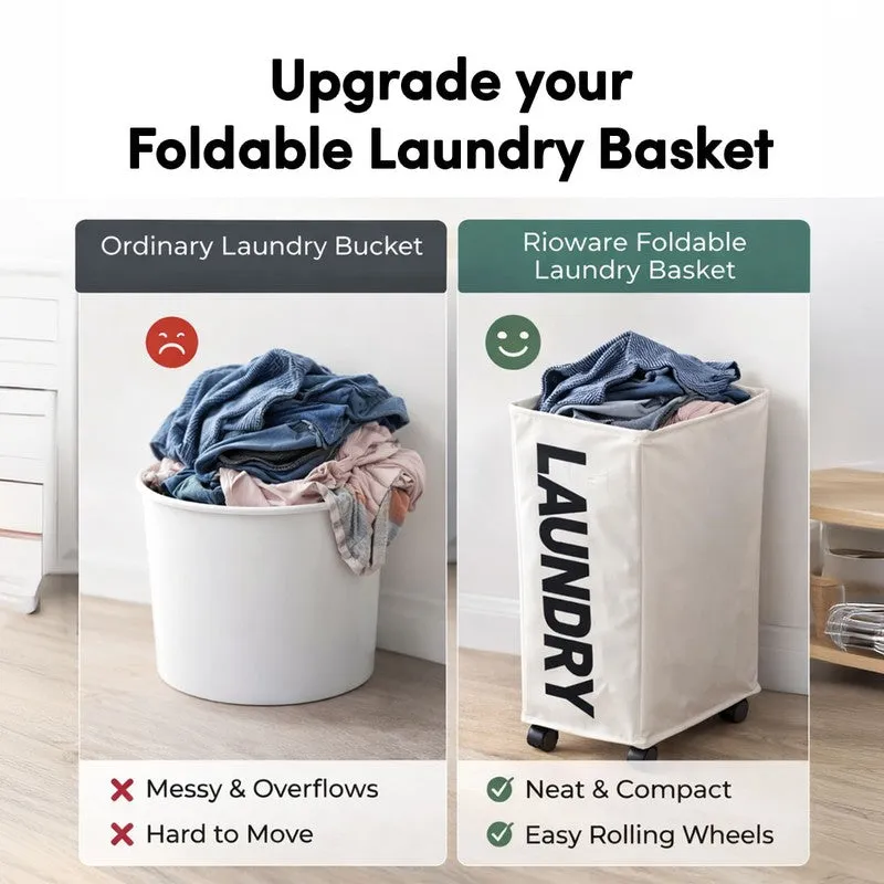 Rioware Tidy Roll Laundry Basket - White media 7