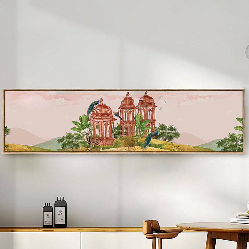 Aiwan Ethnic Canvas Wall Art With Frame - Red