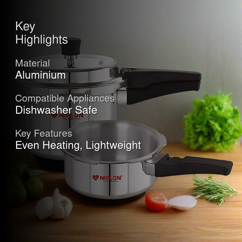 Nirlon Steel Shine Pressure Cooker(3L/2L) - Set Of Two media 2