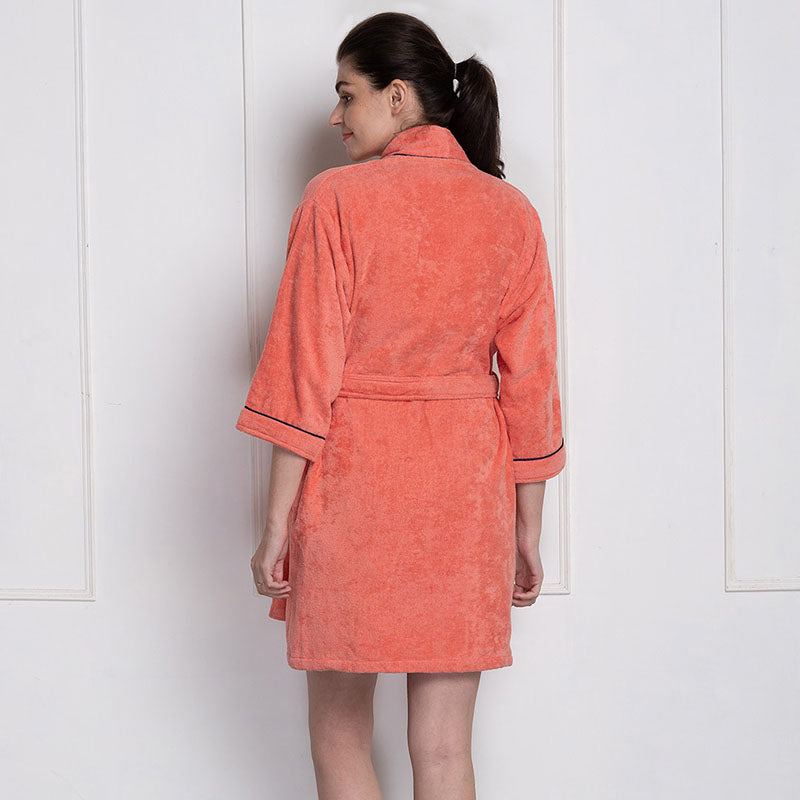 Nautica His & Hers Cashmere Dreams Cotton Bath Robe (Coral) - Set Of Two media 4