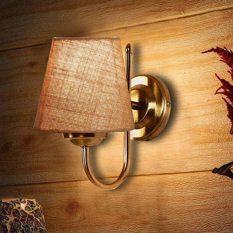 Altura Conical Fabric & Metal Wall Lamp - Beige media 3
