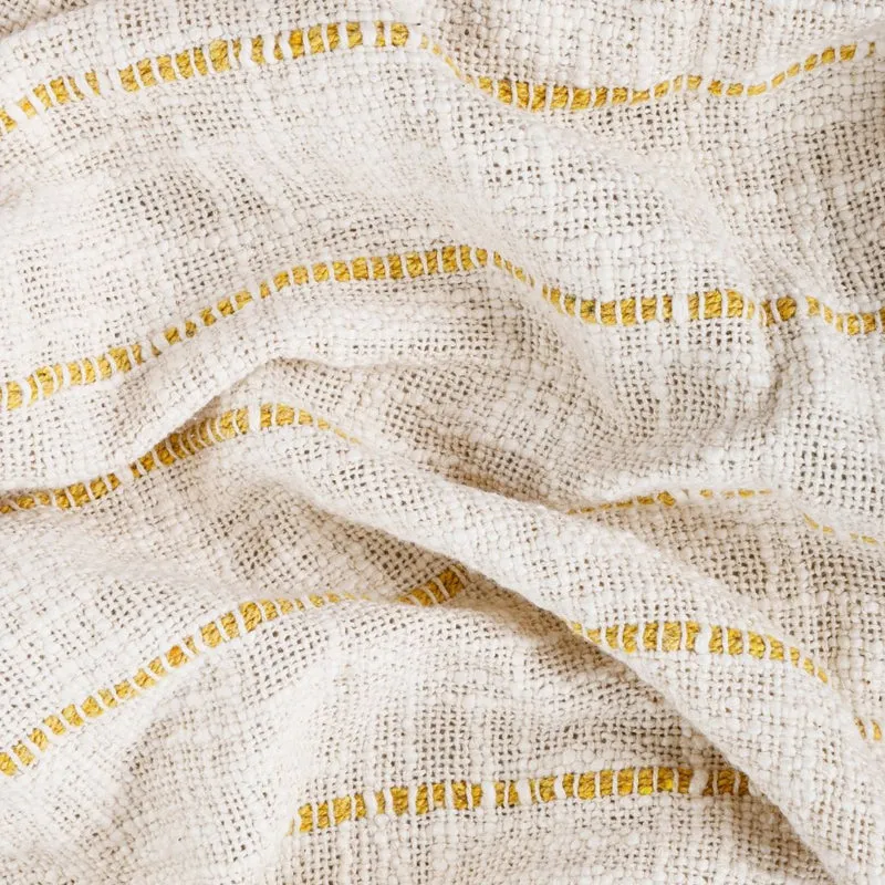 Pebble Wrap Striped Throw - Off White & Yellow media 6
