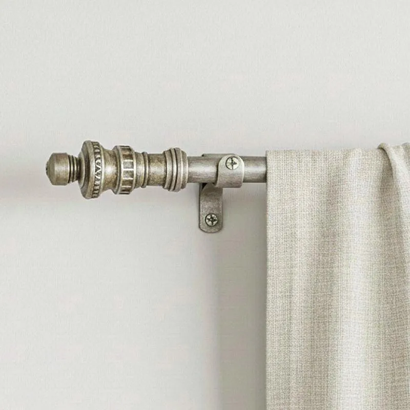 Carvette Extendable 1" Single Curtain Rod With Urn Finial & Brackets media 1