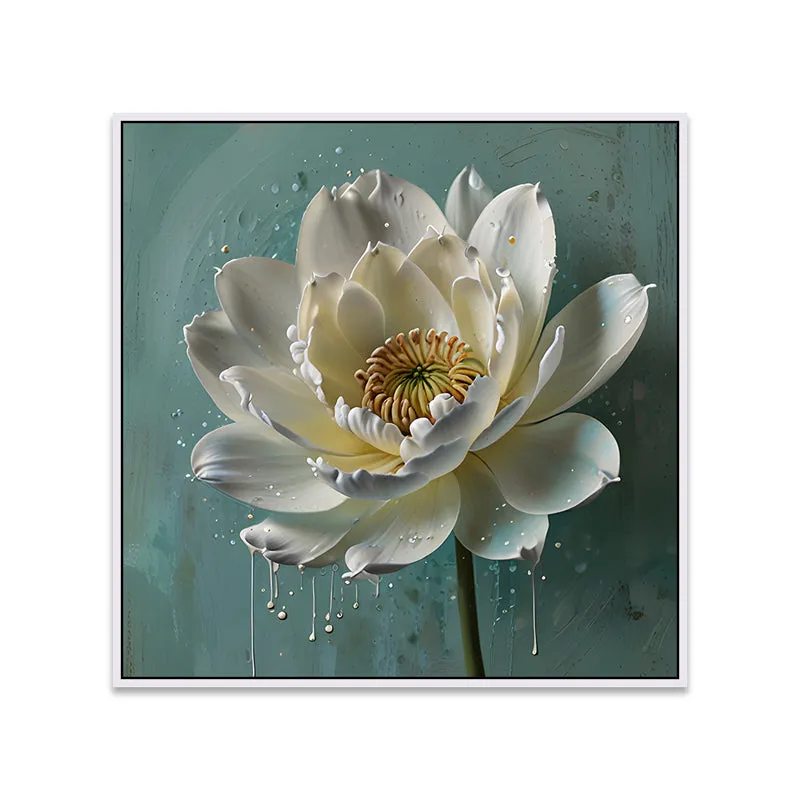 Painted Water Lily Canvas Wall Art With Frame media 5