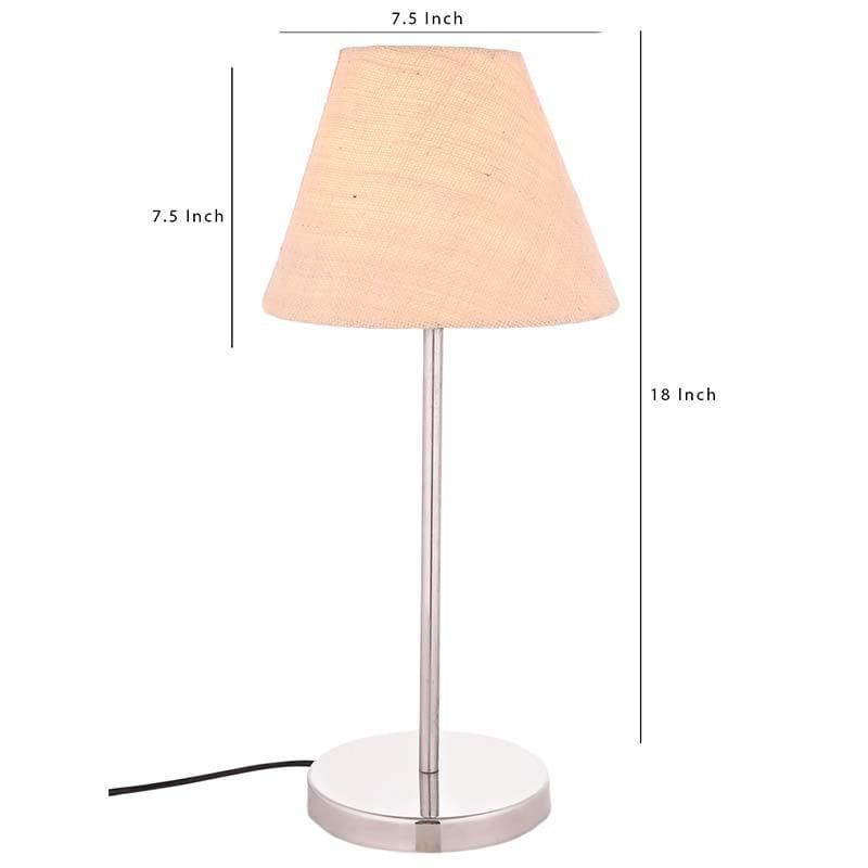 Classy White Fabric Table Lamp - Beige media 5