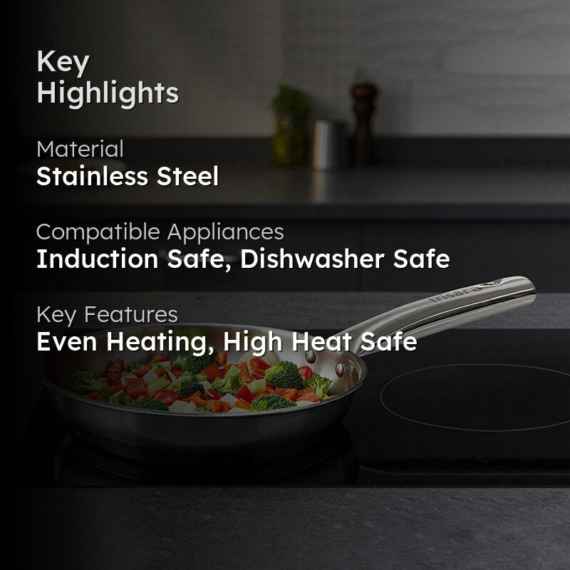 Silvra Triply Stainless Steel Frying Pan - 1000 mL/ 9 Inch media 2