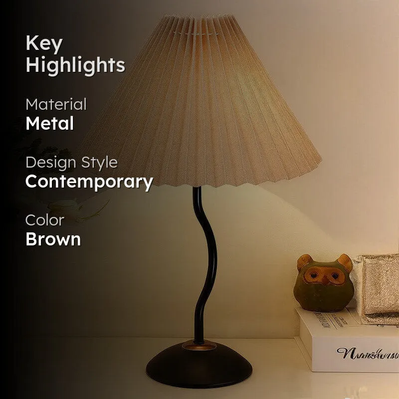 WoodAura Rustic Wooden Metal Table Lamp - Brown media 2