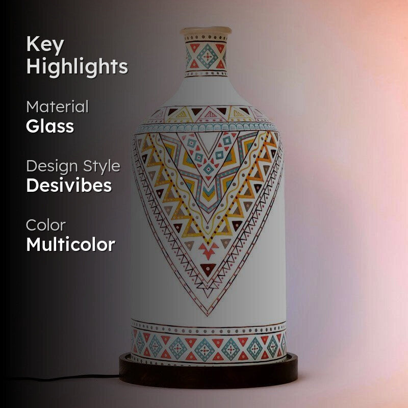 Regal Hand Painted Glass Table Lamp - Multicolor media 2