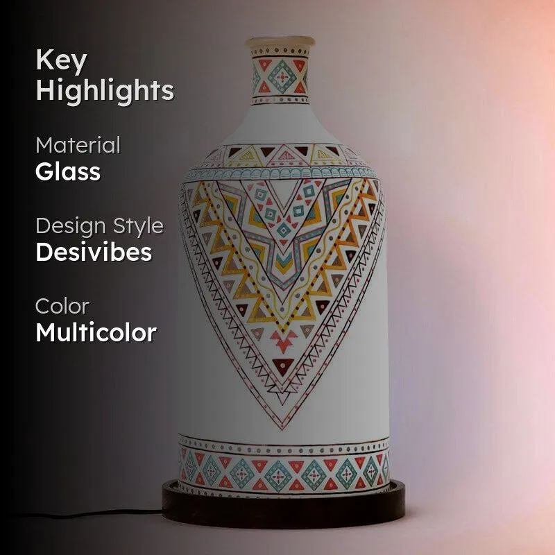 Regal Hand Painted Glass Table Lamp - Multicolor media 2