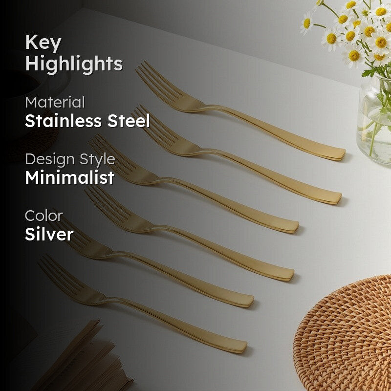 Caviar Stainless Steel Baby Fork Set - Set of Six media 2