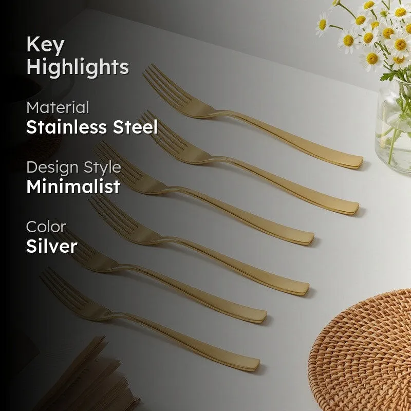 Caviar Stainless Steel Baby Fork Set - Set of Six - 2