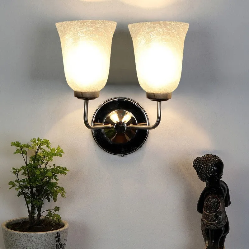Crystal Bloom Silver Dual Glass Wall Lamp media 4