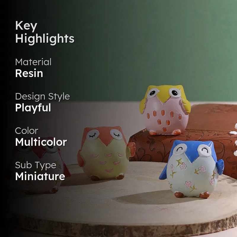 Blinking Owls Resin Showpiece - Set Of Four media 2