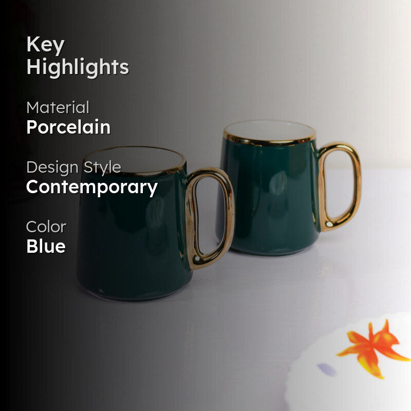 Emerald Porcelain Coffee Mug (380 mL Each) - Set Of Two media 2