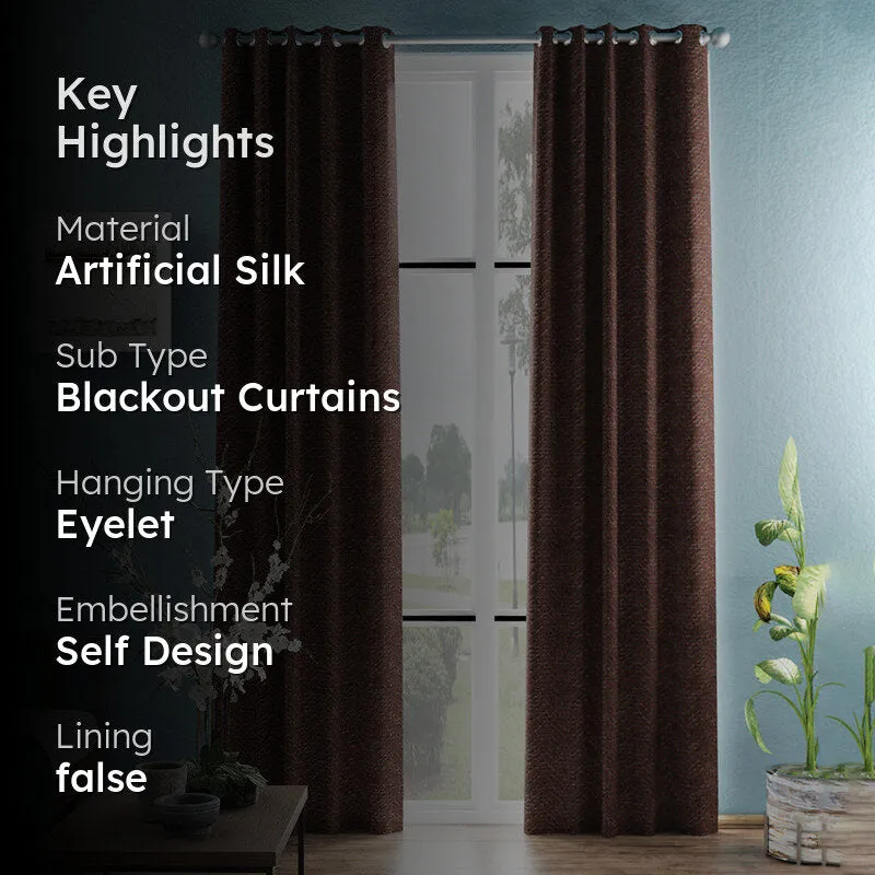 Fasho Jaquard Blackout Curtain (Brown) - Set Of Two media 2