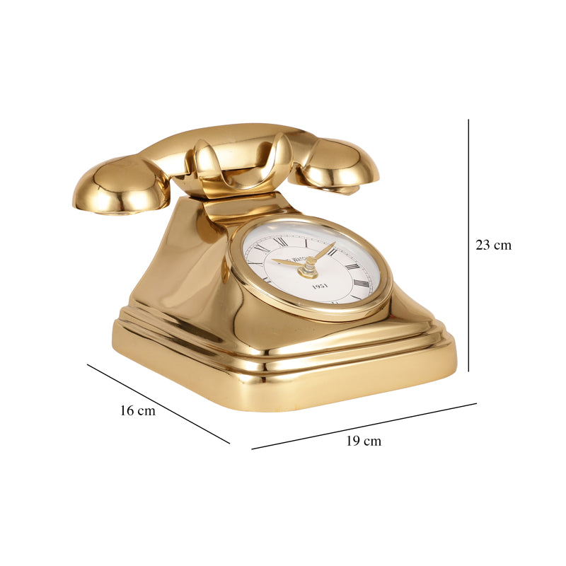 Antique Telephone Table Clock - Gold media 5