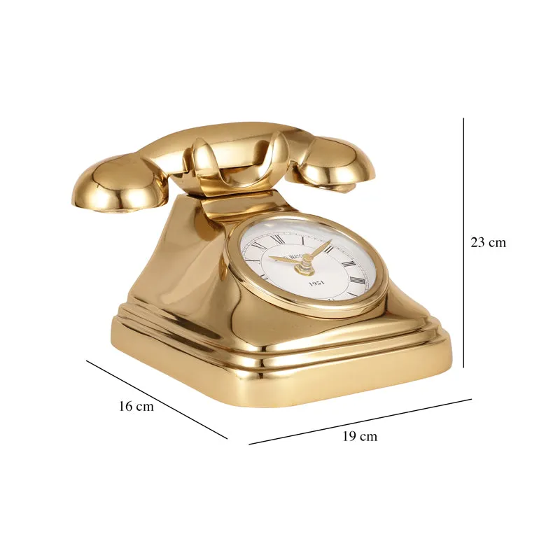 Antique Telephone Table Clock - Gold media 5
