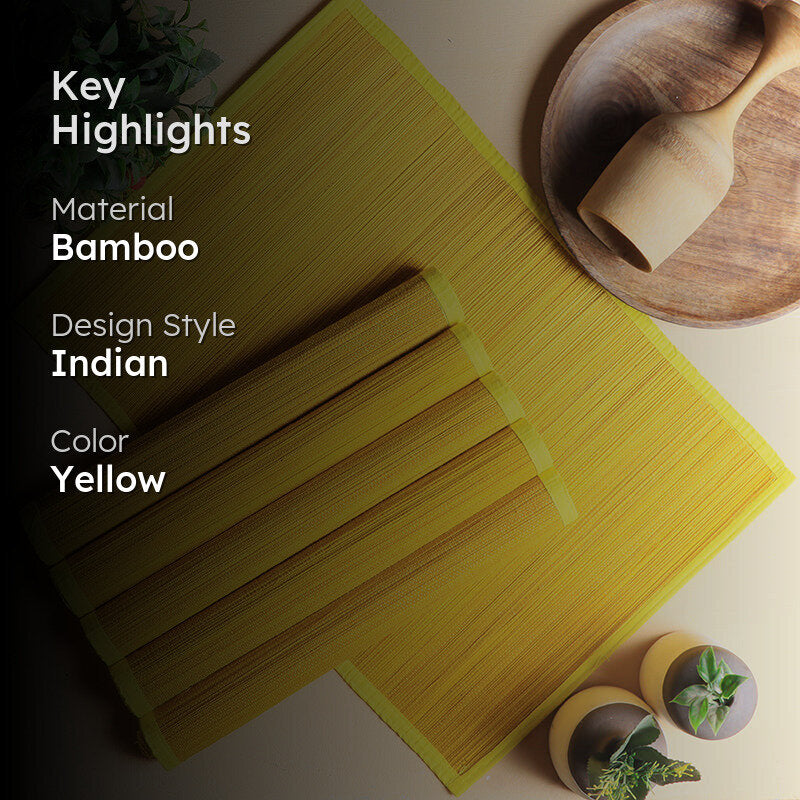 Woodland Nest Bamboo Table Mat (Yellow) - Set Of Six media 2