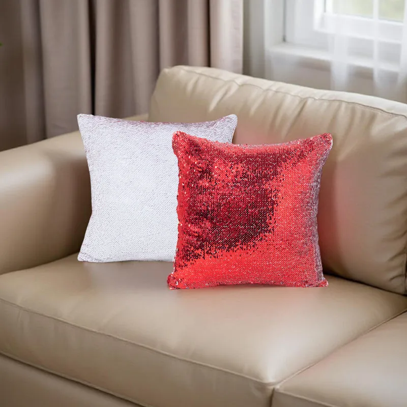 Lisha Sequin Cushion Cover (Red & White) - Set Of Two media 4