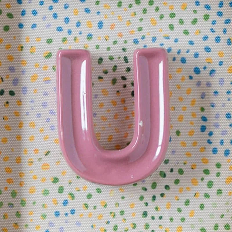 (U) Mini Mottled Mono Ceramic & Wooden Wall Accent - Pink media 4