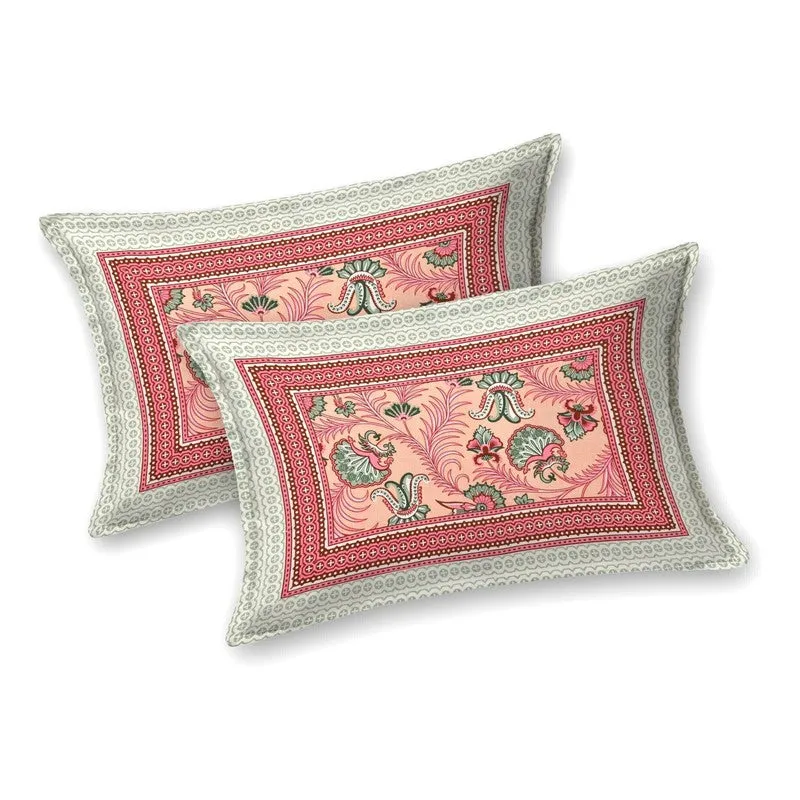 Bloomet Cotton Bedsheet (Pink,Green) - 240 TC media 4